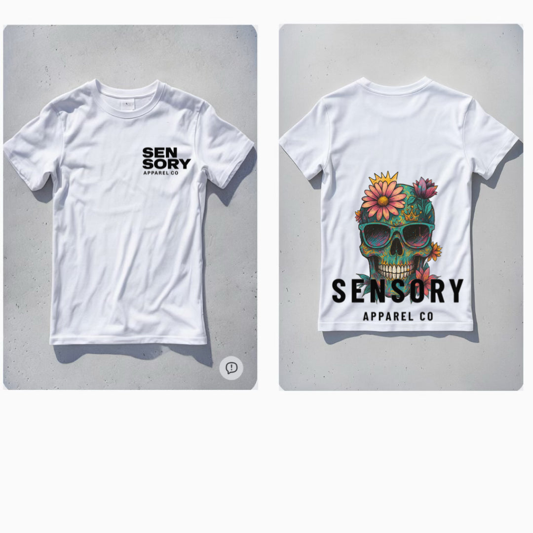 Floral Skull Tee – White