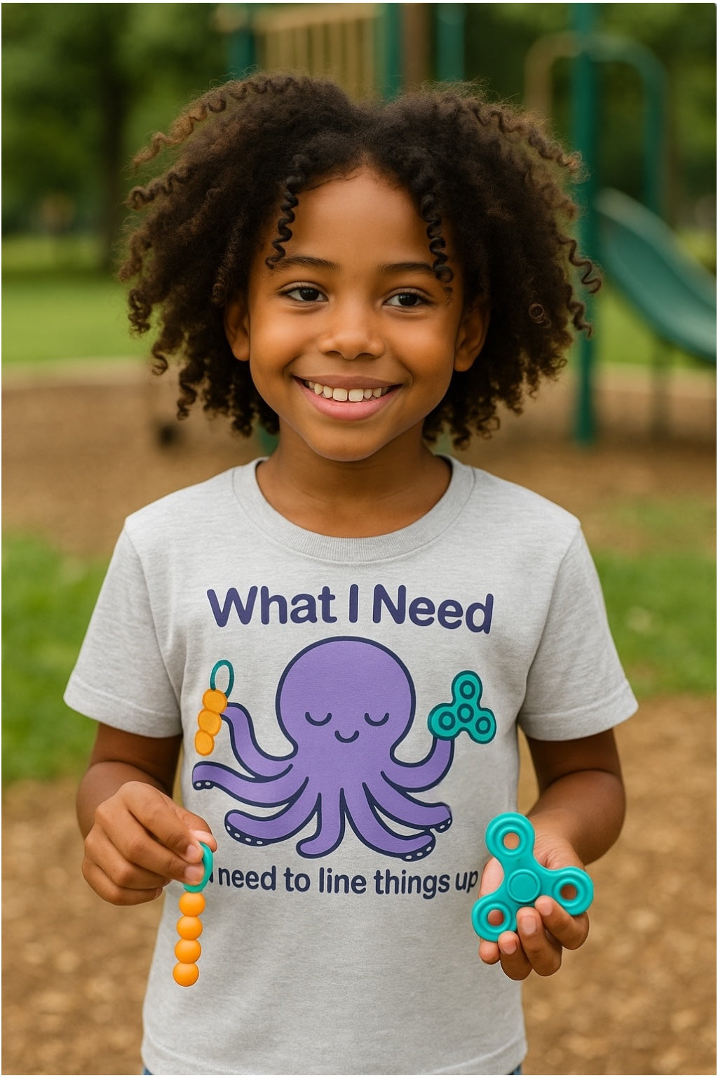 “What I Need Is to Line Things Up” – Sensory Squad T-Shirt (Featuring Ocho the Octopus)