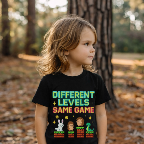 Different Levels, Same Game – Sensory Friendly Kids T-Shirt