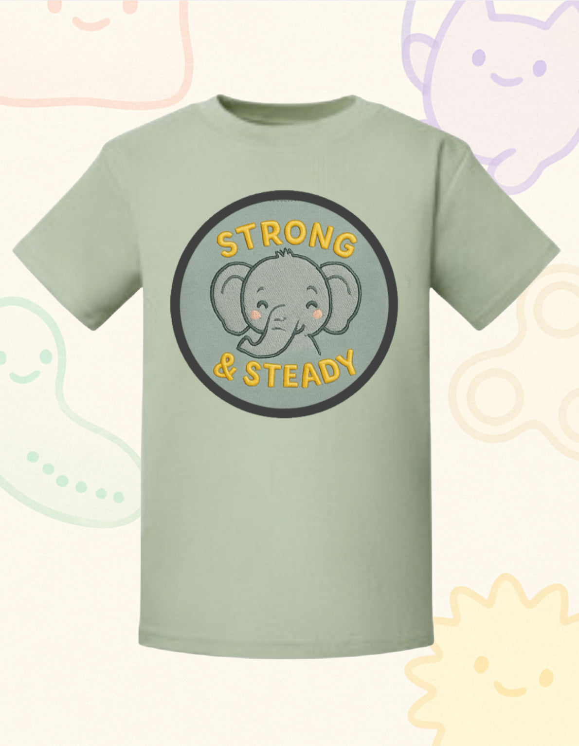 “Strong & Steady” – Sensory Squad T-Shirt (Featuring Evelyn the Elephant)