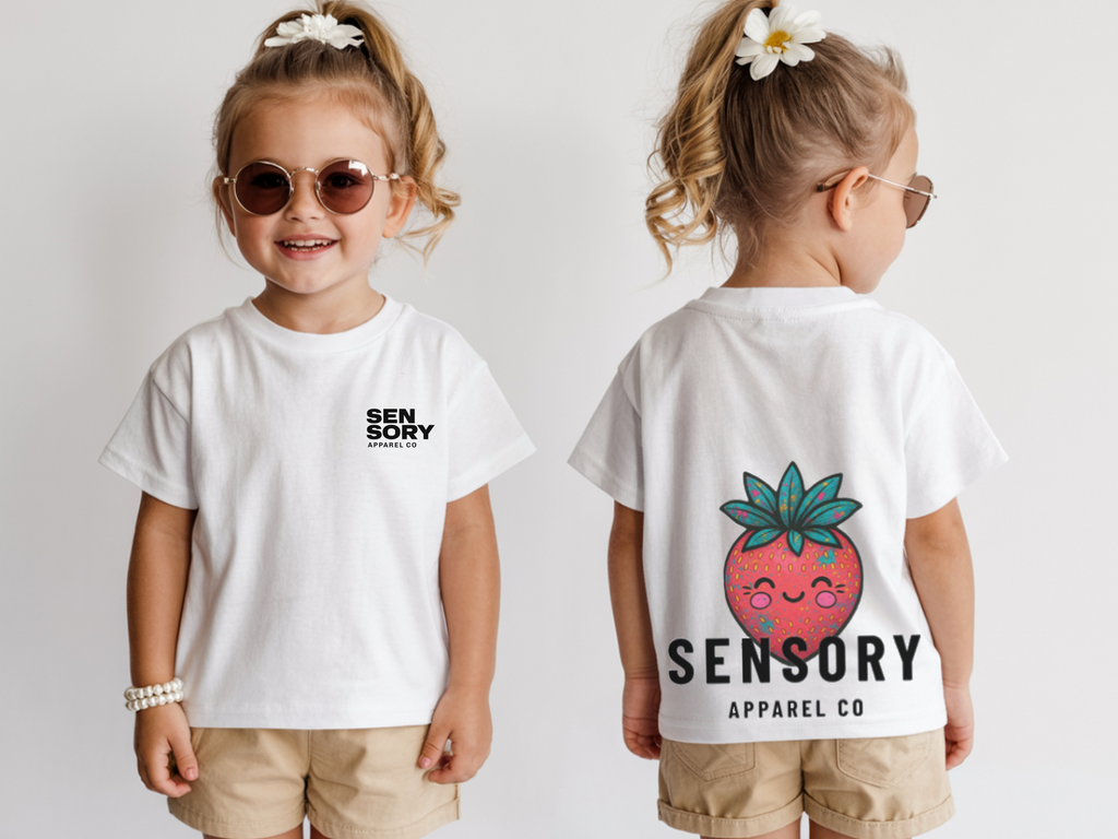 Smiley Strawberry Tee – Sensory Apparel Co
🍓