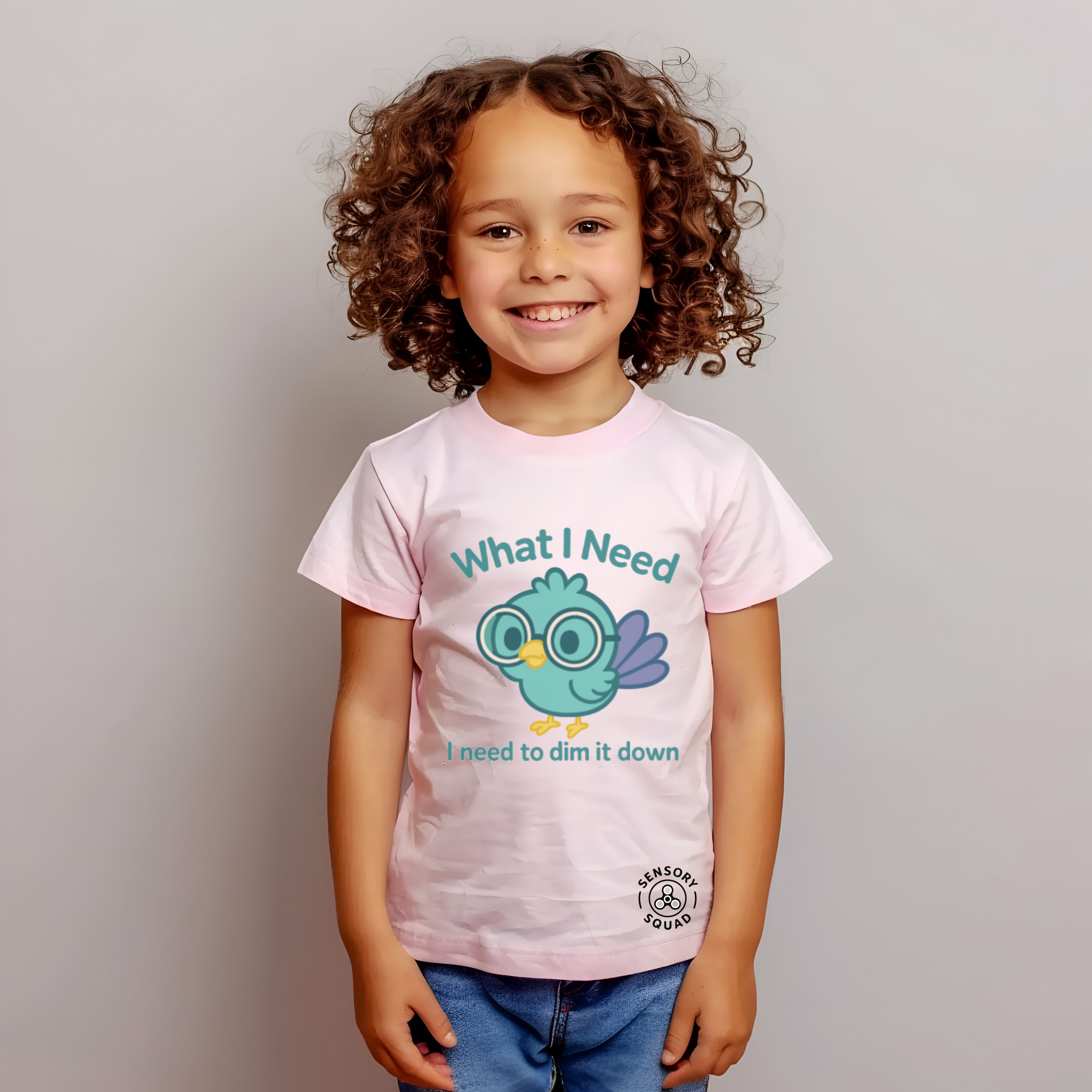 “What I Need Is to Dim It Down” – Sensory Squad T-Shirt (Featuring Blink the Bird)