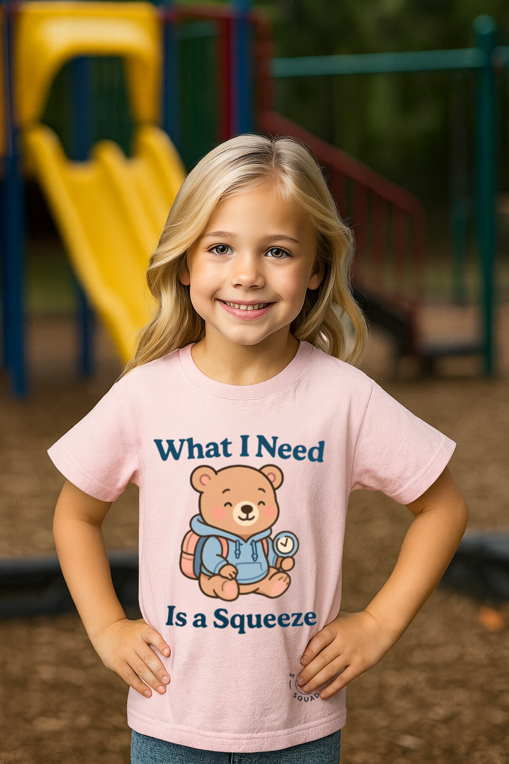 “What I Need Is a Squeeze” – Sensory Squad T-Shirt (Featuring Bump the Bear)