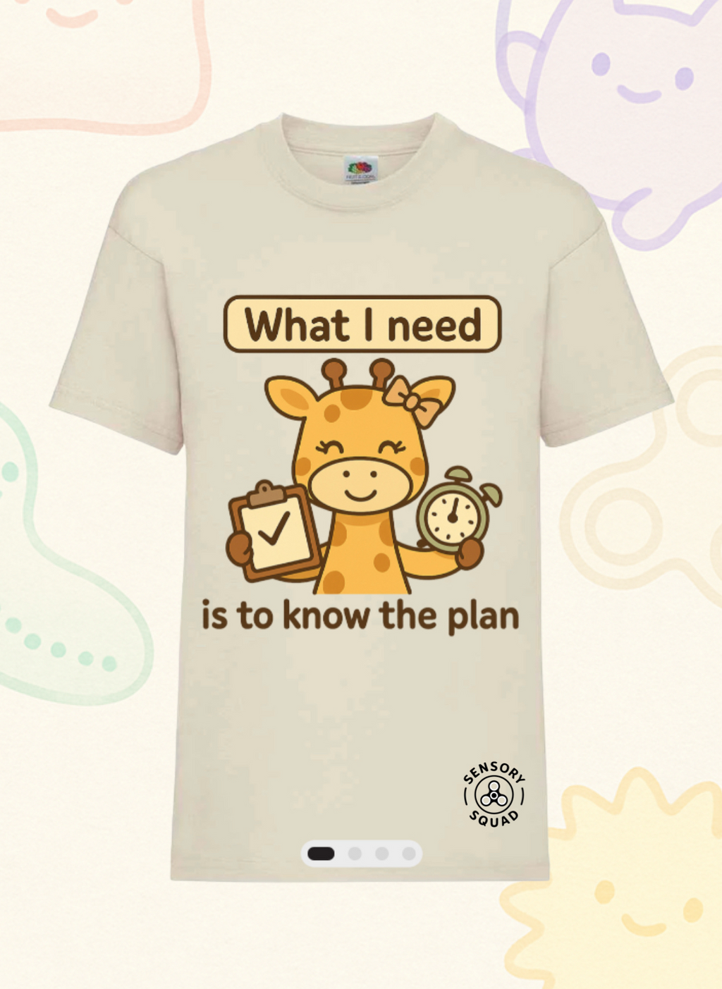 “What I Need Is to Know the Plan” – Sensory Squad T-Shirt (Featuring Gilly the Giraffe)