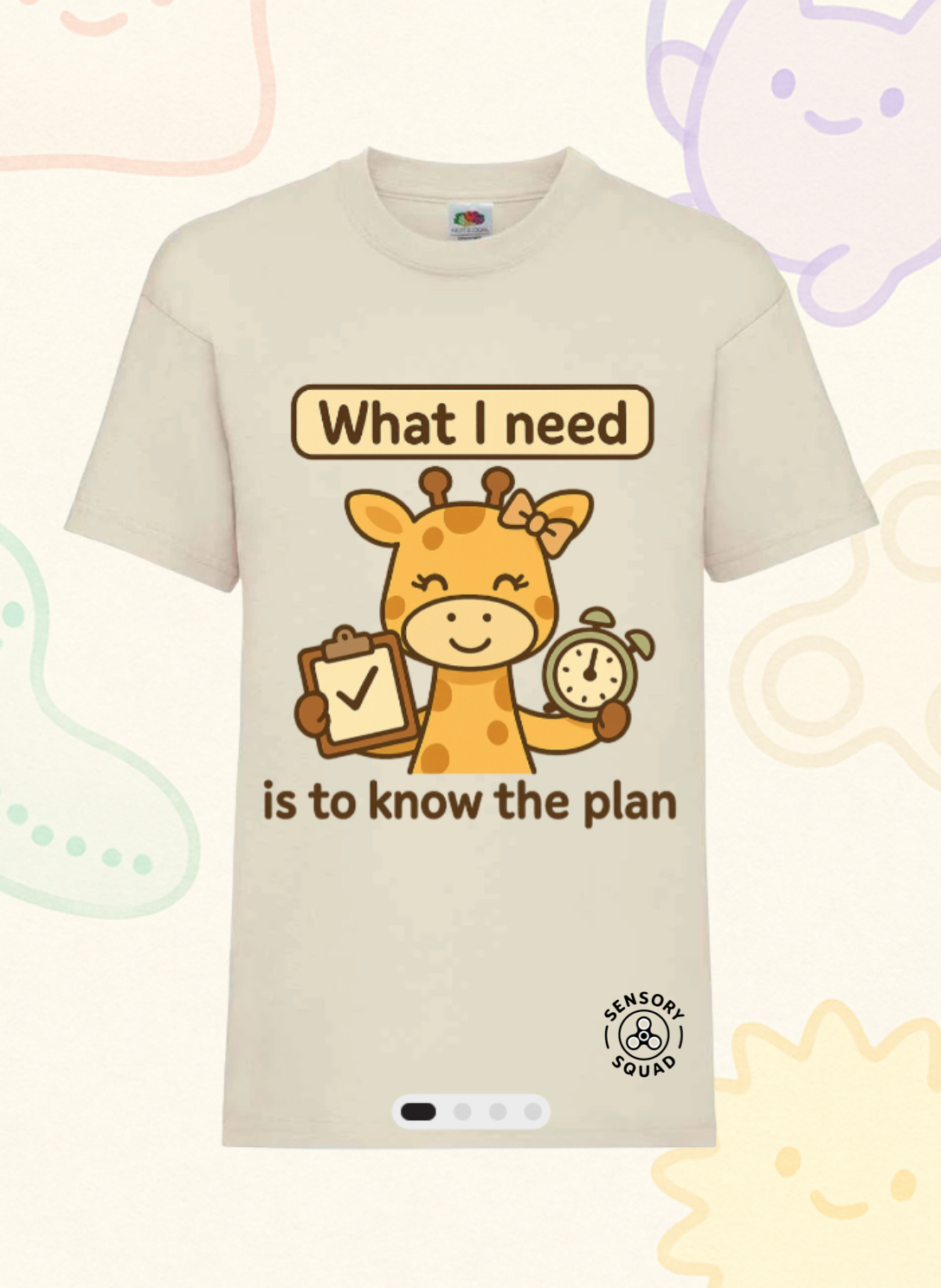 “What I Need Is to Know the Plan” – Sensory Squad T-Shirt (Featuring Gilly the Giraffe)