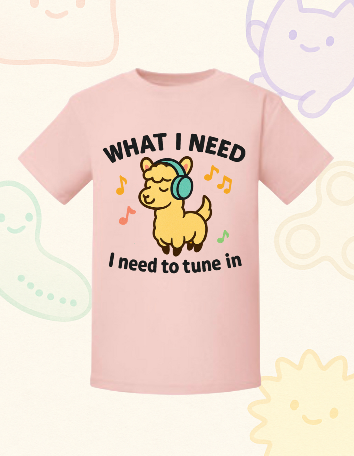 “What I Need Is to Tune In” – Sensory Squad T-Shirt Featuring Lennard the Llama
