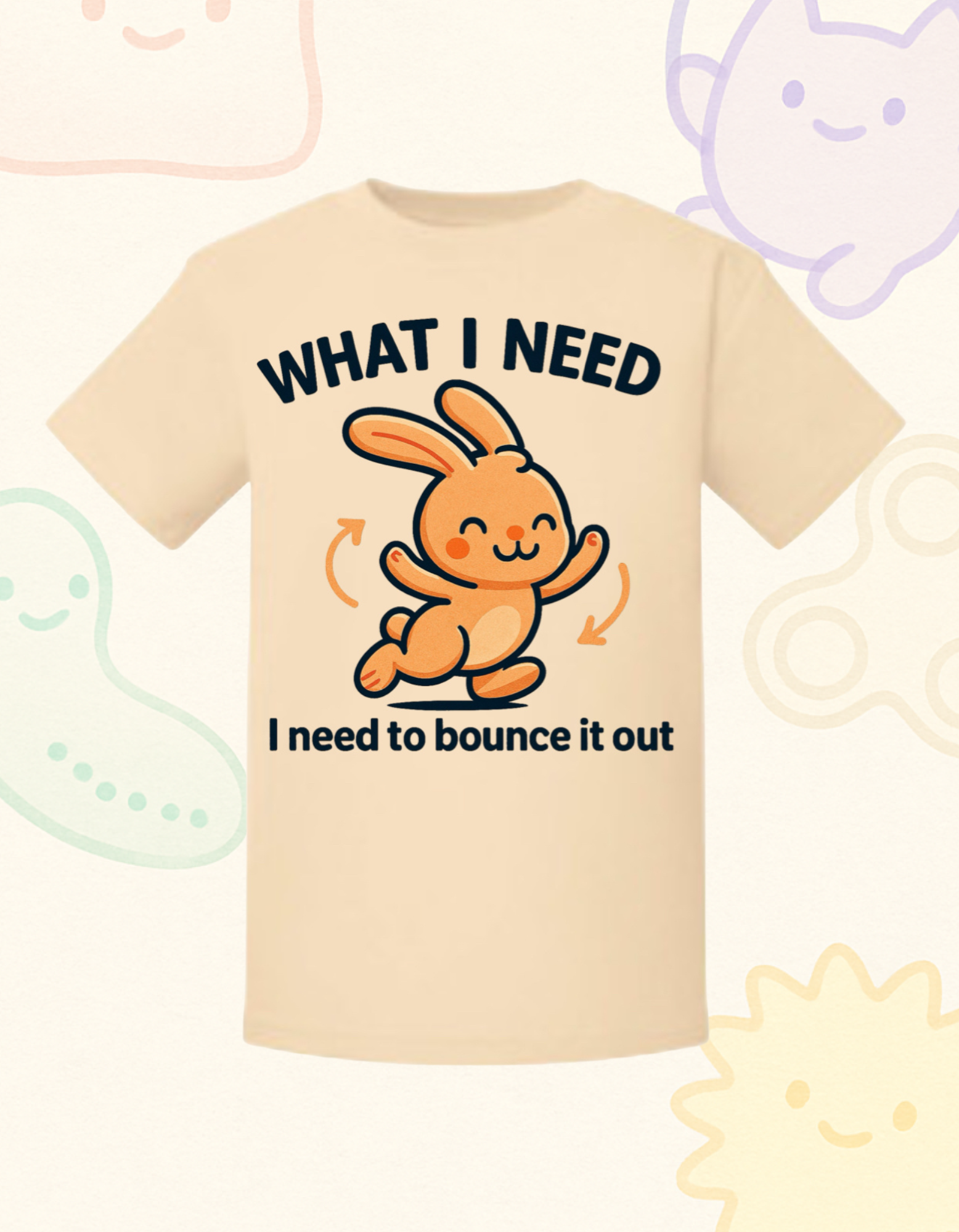 “What I Need Is to Bounce It Out” – Sensory Squad T-Shirt Featuring Boing the Bunny